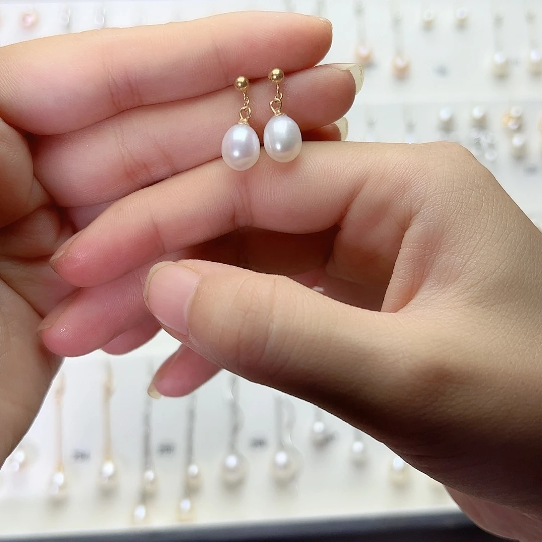 淡水珍珠耳饰银S925镶嵌