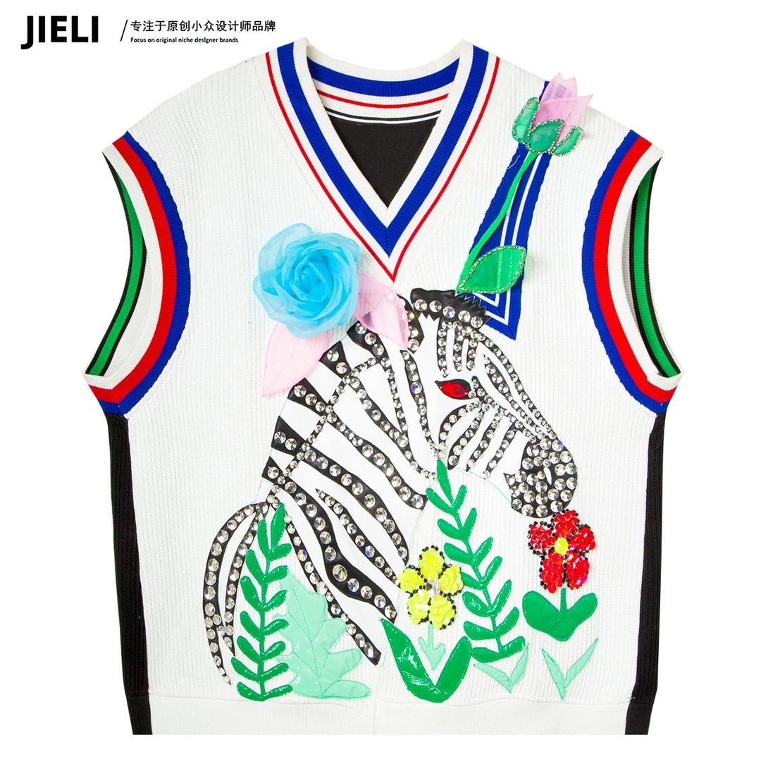 JIE LI/街力原创小众设计定制款新马甲毛衣背心女Y7136