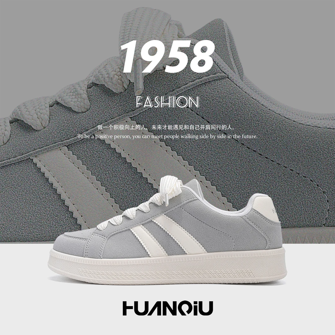 环球情侣灰色板鞋男2026春季新款干净感痞帅鞋子男百搭厚底休闲鞋