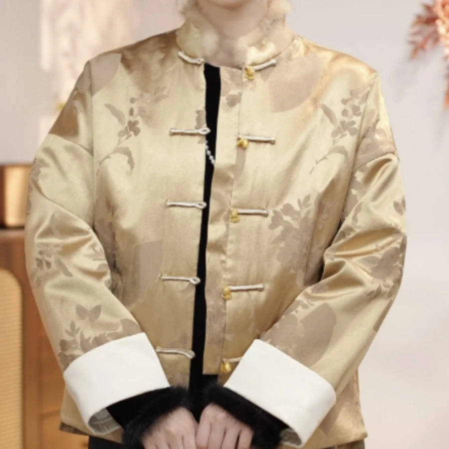 冬季新中式百搭加厚保暖立领高级气质外套 2832