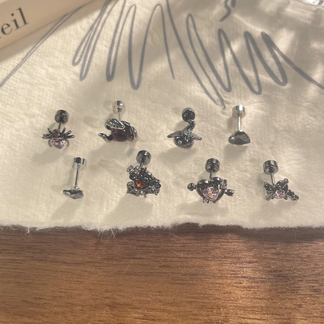 钛钢耳饰 钛钢甜酷黑色系列睡觉免摘耳骨钉耳蜗钉耳钉防过敏耳饰