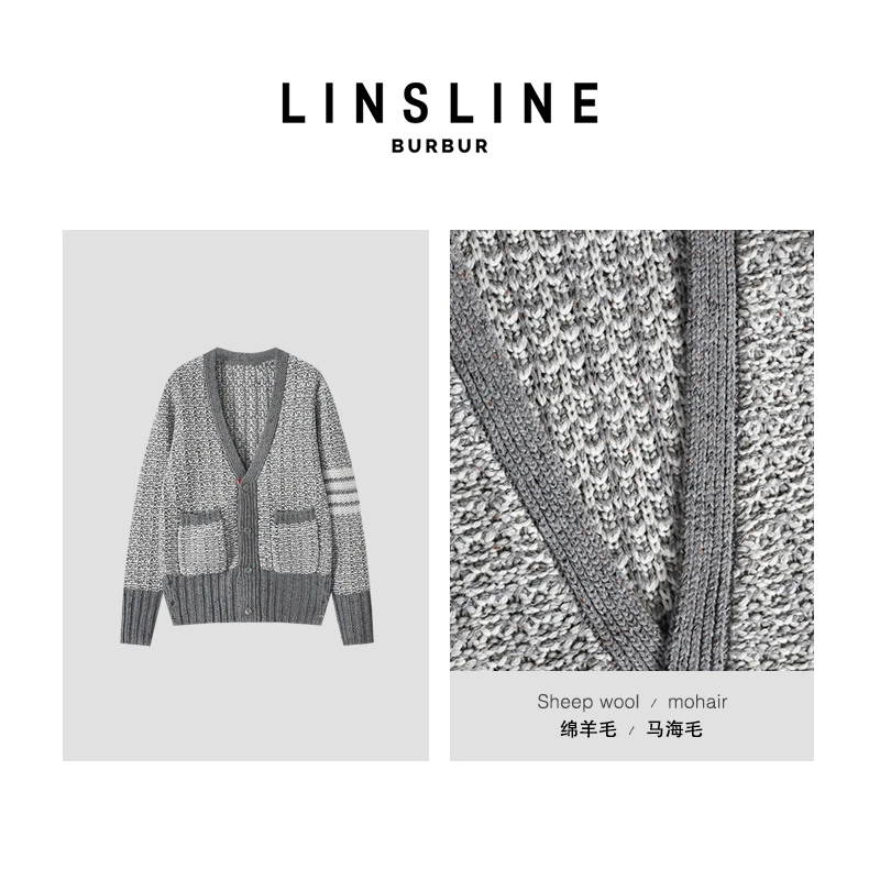 LIN X BUR 常青藤 织物美学 复古针织休闲宽松绵羊毛外套