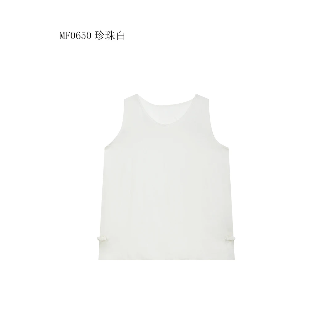 【麻訪家】MF0650珍珠白文艺简约舒适宽松显瘦百搭背心