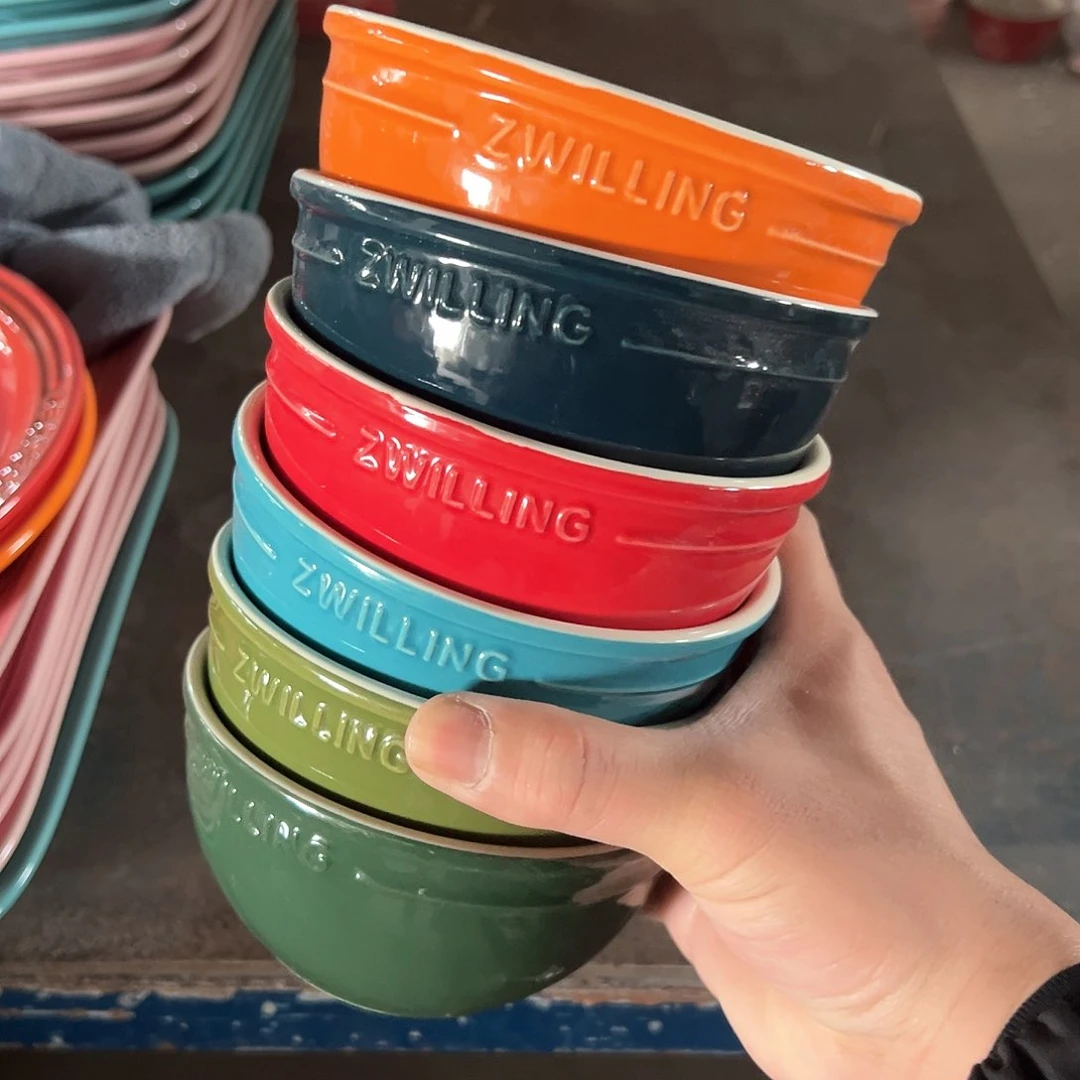 陶瓷 双立人碗6个6色色