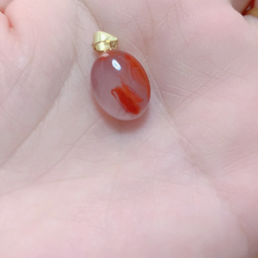 南红玛瑙银S925镶嵌吊坠(不含链)