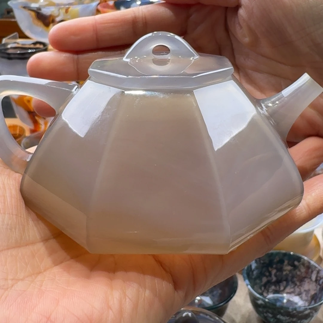 低***金玛瑙/玉髓未镶嵌玛瑙茶壶