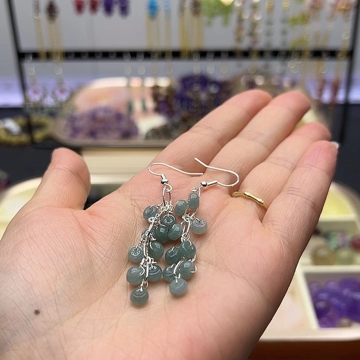 银S925镶嵌耳饰紫晶水晶耳环