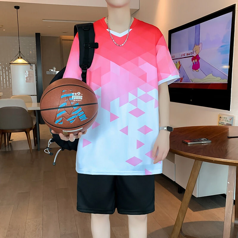 2025夏季新款青少年速干冰丝短袖套装篮球服运动套装
