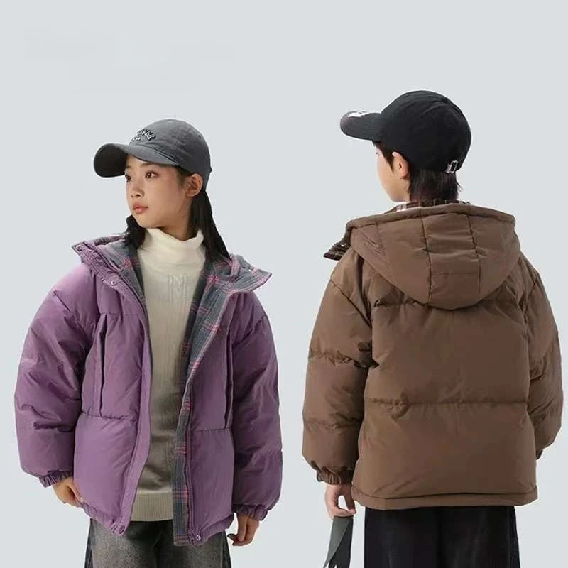 品牌上新童装羽绒服2025时尚亲子双面穿女童加厚中大童正反穿外套