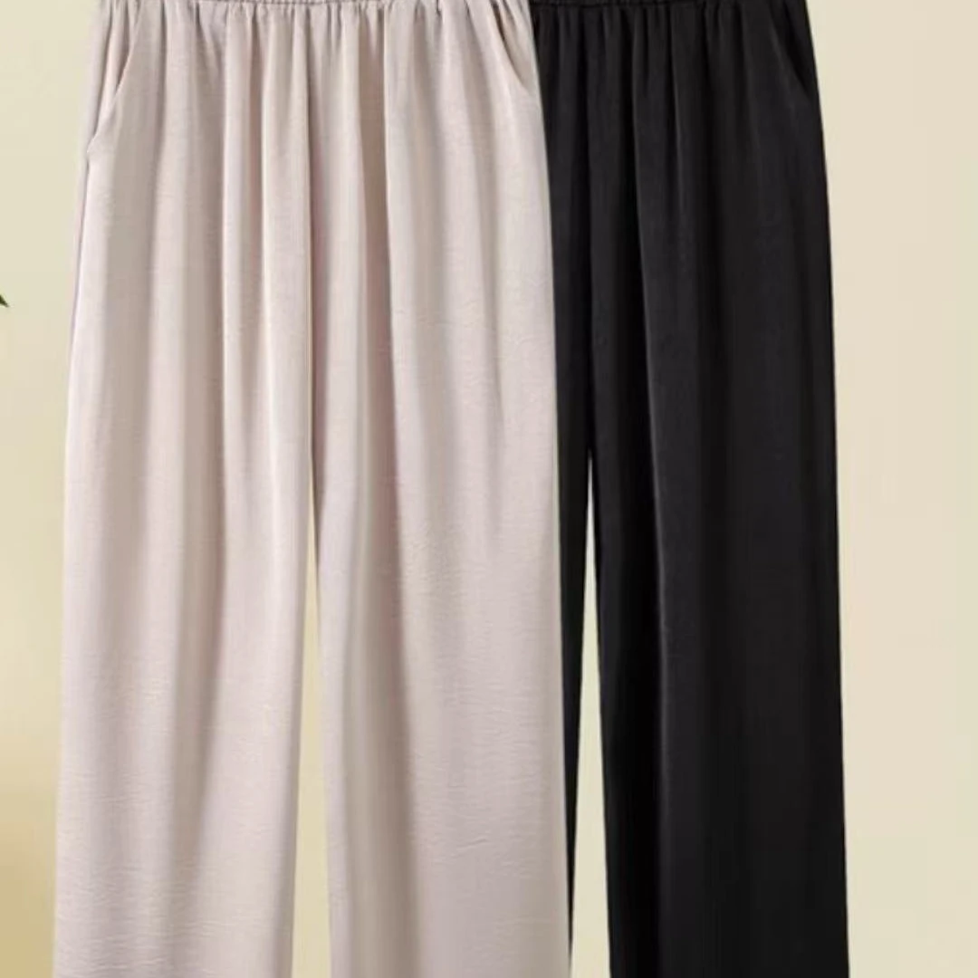 A-091女裤妈妈九分裤子夏季薄款2025新款中老年宽松高腰裤