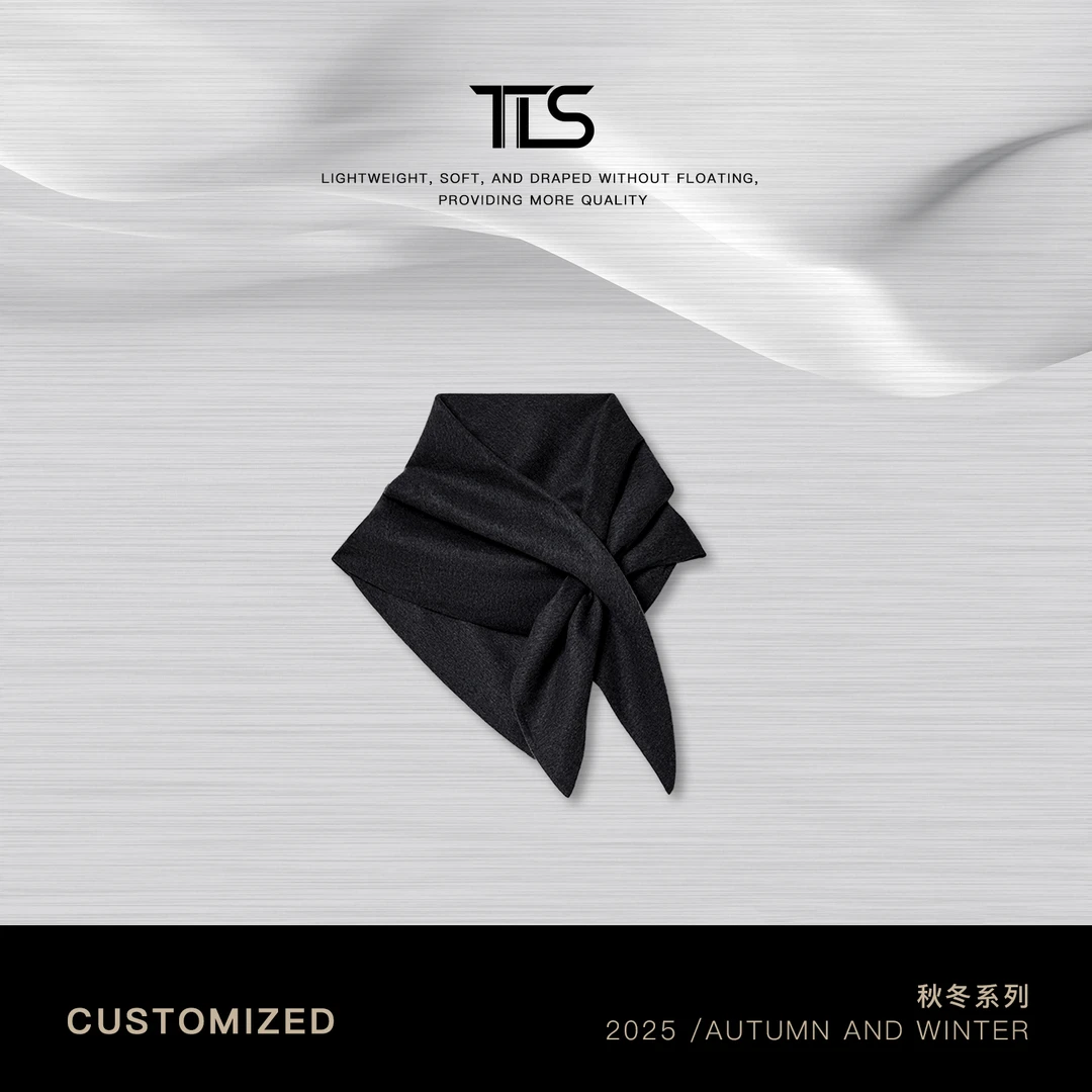 TT【必入三角巾】羊毛桑蚕丝双面呢水泥灰打结轻盈三角巾围巾P5024