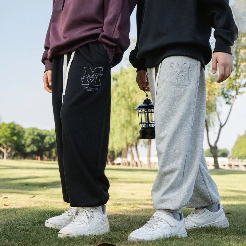 大M高级3D延边绣花2025新款中大男童秋冬宽松潮牌休闲儿童长裤男