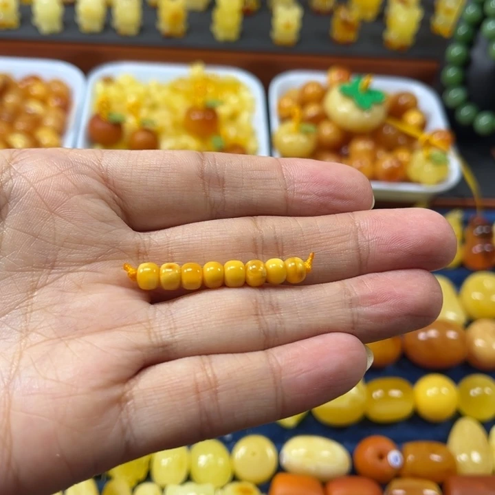琥珀未镶嵌裸石卡5加老蜡墩一组精工微瑕漏