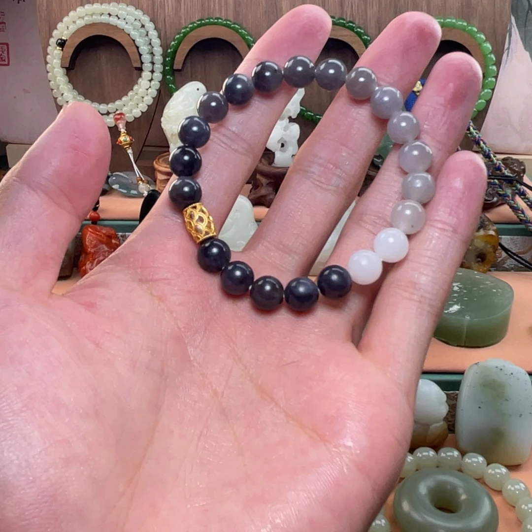 手链未镶嵌和田玉（青白玉）比*星