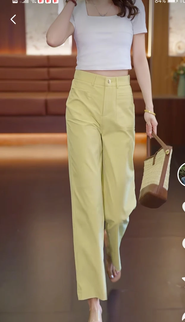 8886阔腿裤女夏季薄款2025年高腰垂感时尚休闲宽松小个子九分裤