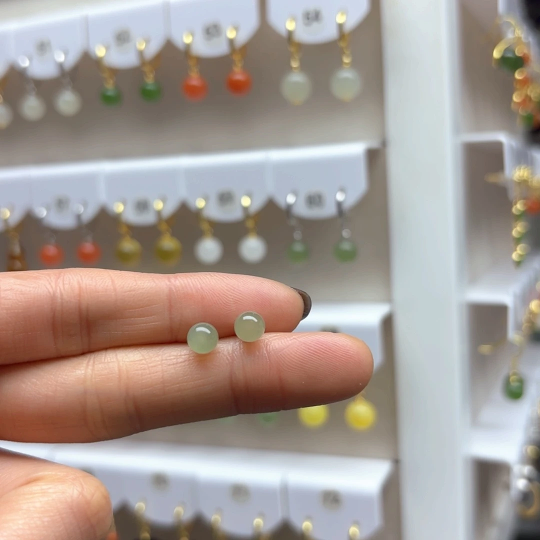 和田玉耳饰银S925镶嵌2