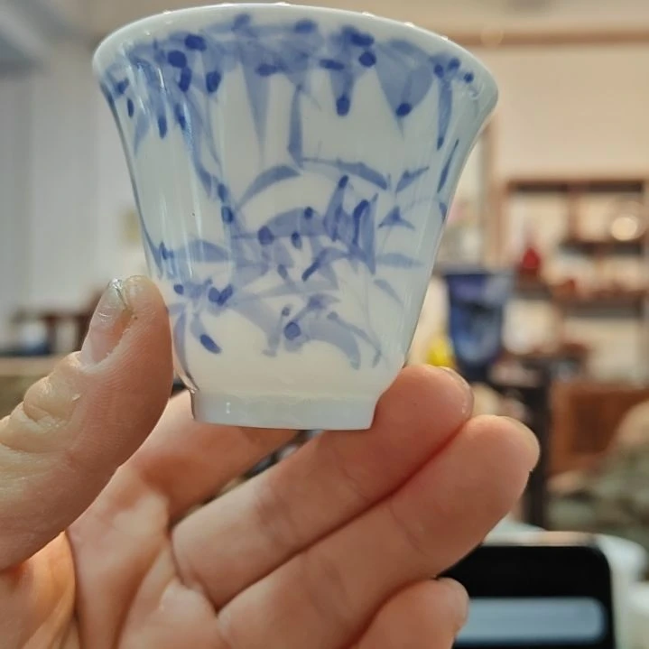 临****店景德镇手工手绘竹影主人杯