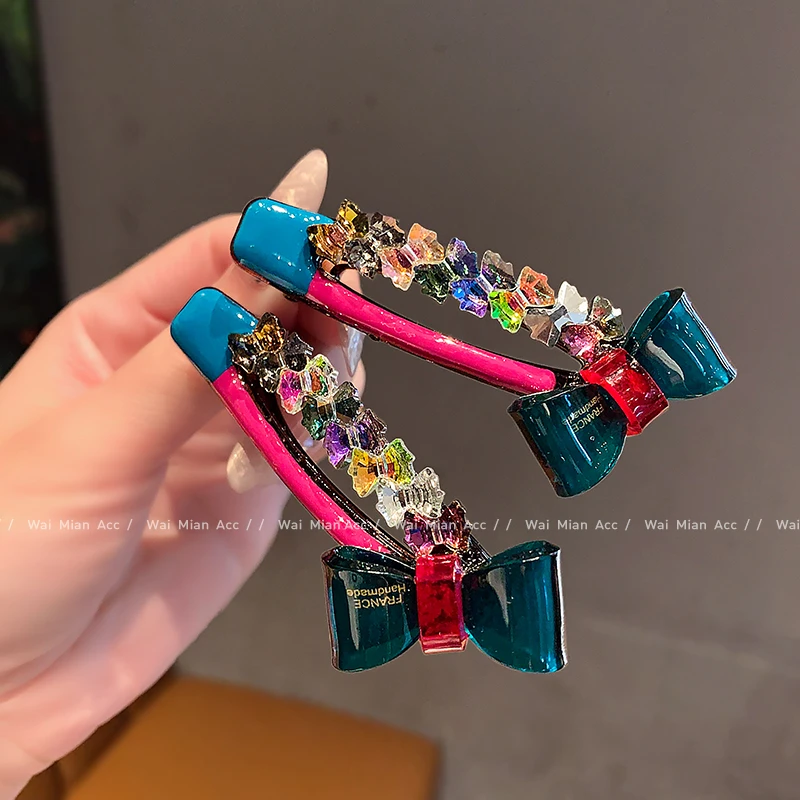 新款发夹蝴蝶结鸭嘴夹头饰侧边夹女后脑勺一字夹碎发夹刘海夹发卡