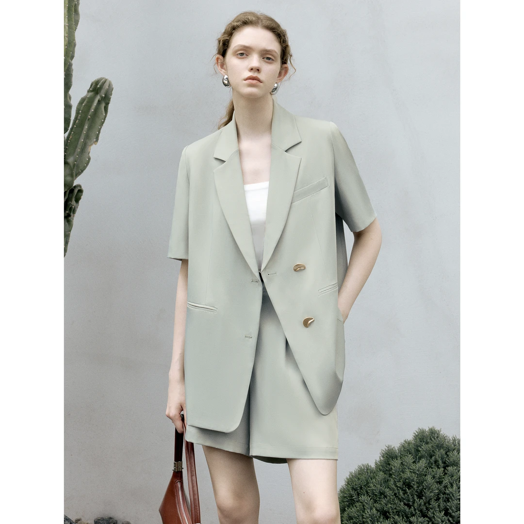 CIRCLOFY瑟夕 冰氧凉感短袖西装外套女/短裤COUB232215