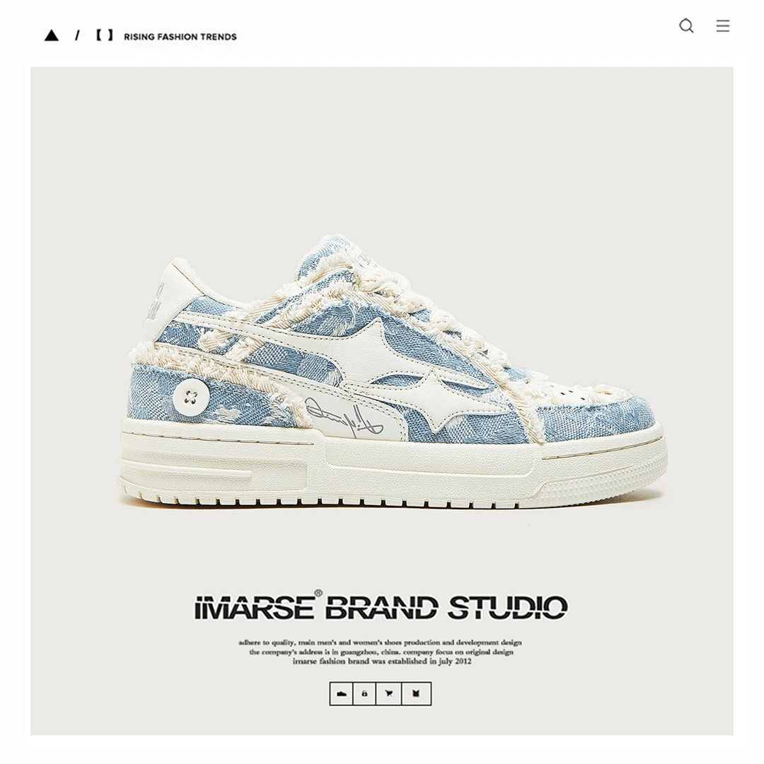 琢家破坏美学设计透气男鞋子男潮鞋运动牛仔板鞋男女款情侣鞋小众