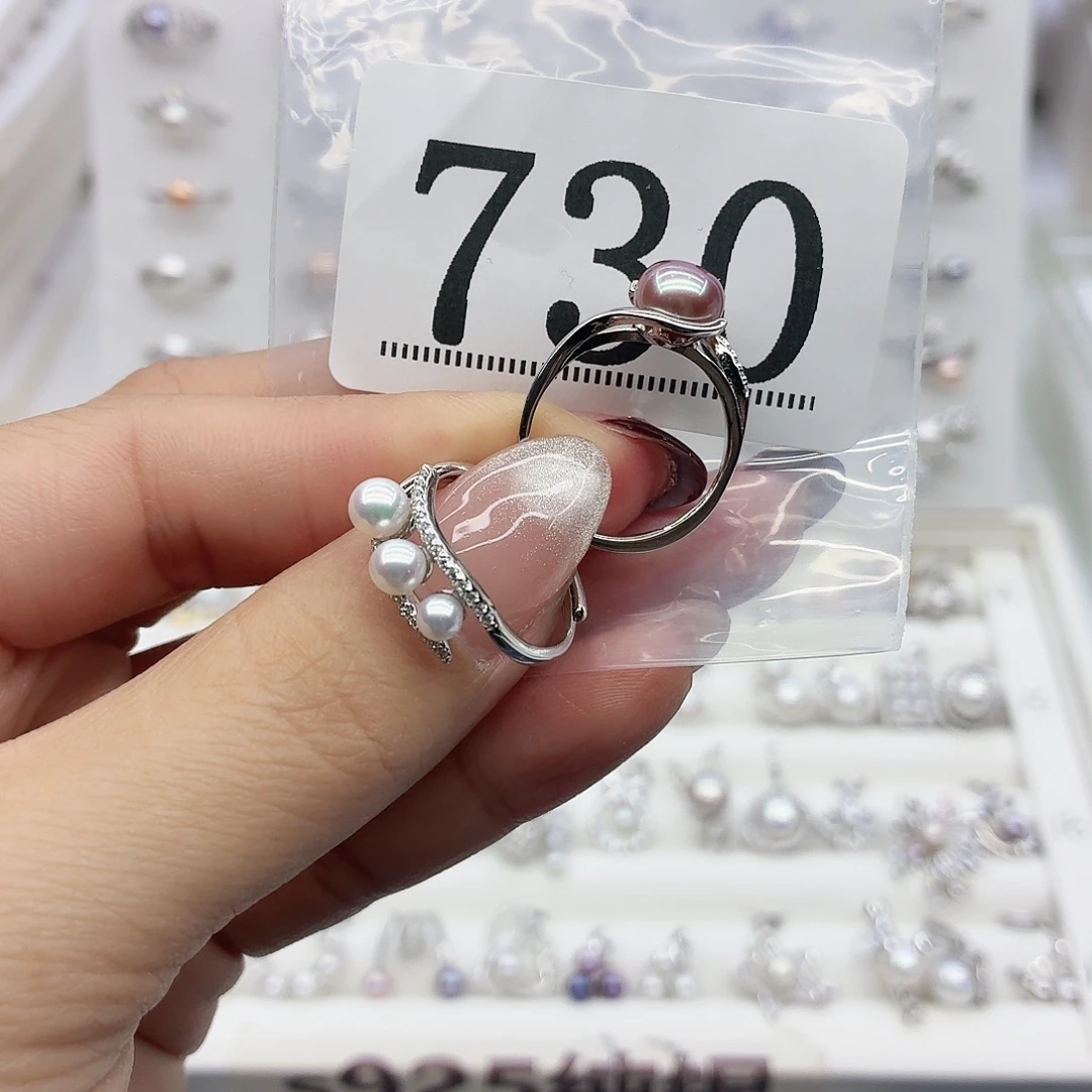 ****美银S925镶嵌珠宝奇石淡水珍珠730拍4发1