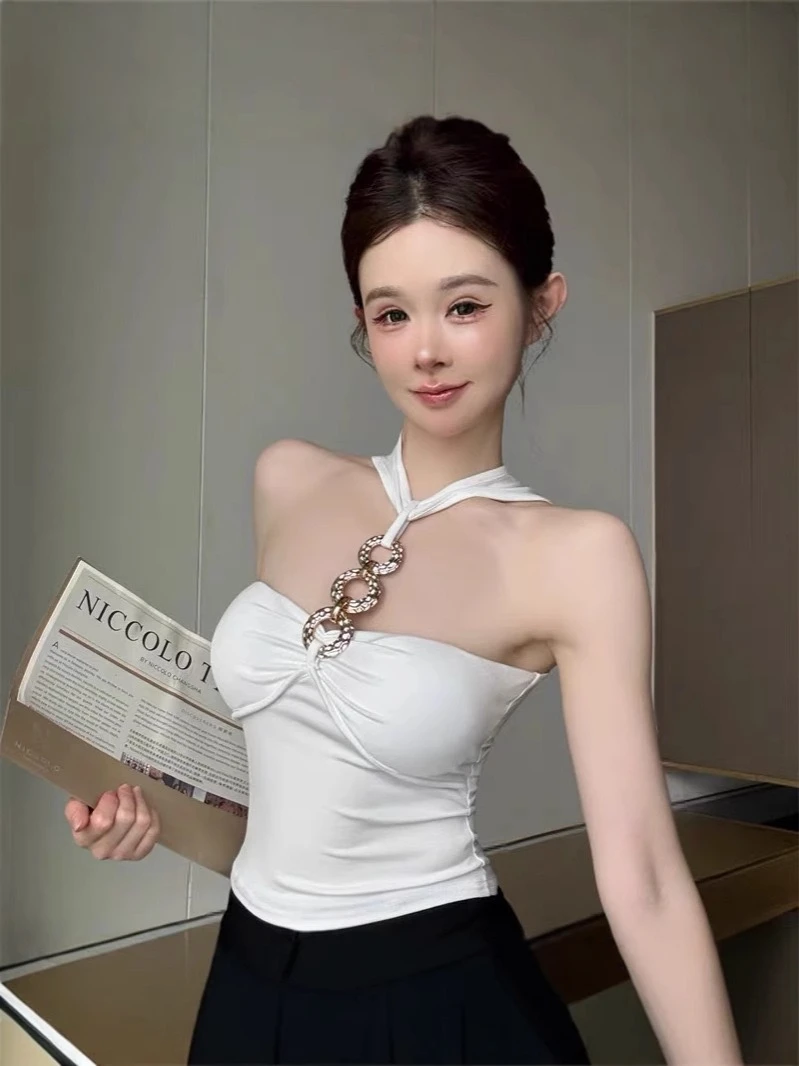 【Cc】性感纯欲挂脖吊带辣妹夏季修身显瘦