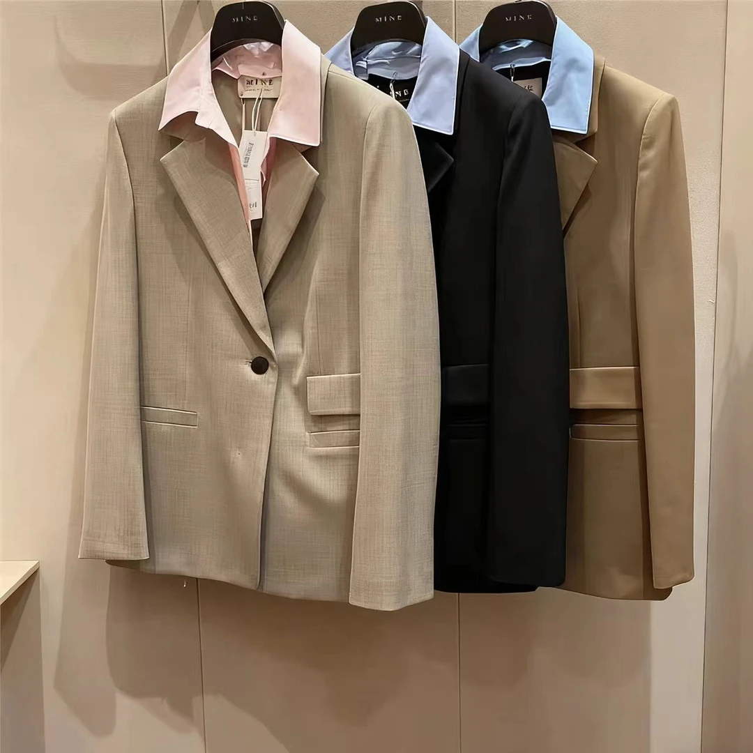 2025韩版秋季拼接气质通勤爆款西服外套