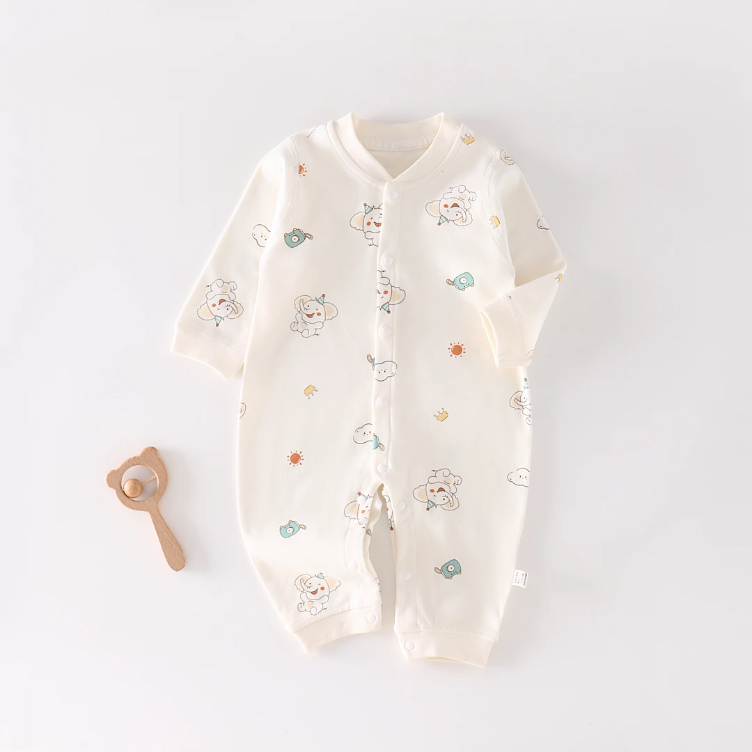 纯棉春秋新款无骨宝宝四季款连体衣四季新生儿婴幼儿爬服哈衣帅气