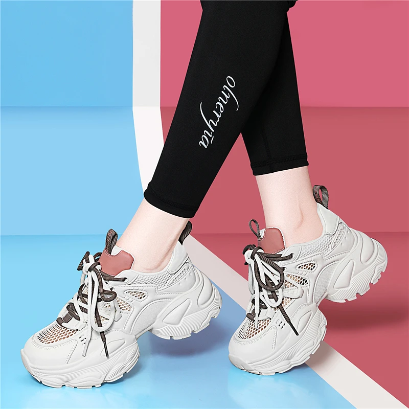 网面老爹鞋女鞋子夏季透气2025新款休闲爆款厚底旅游鞋女款运动鞋