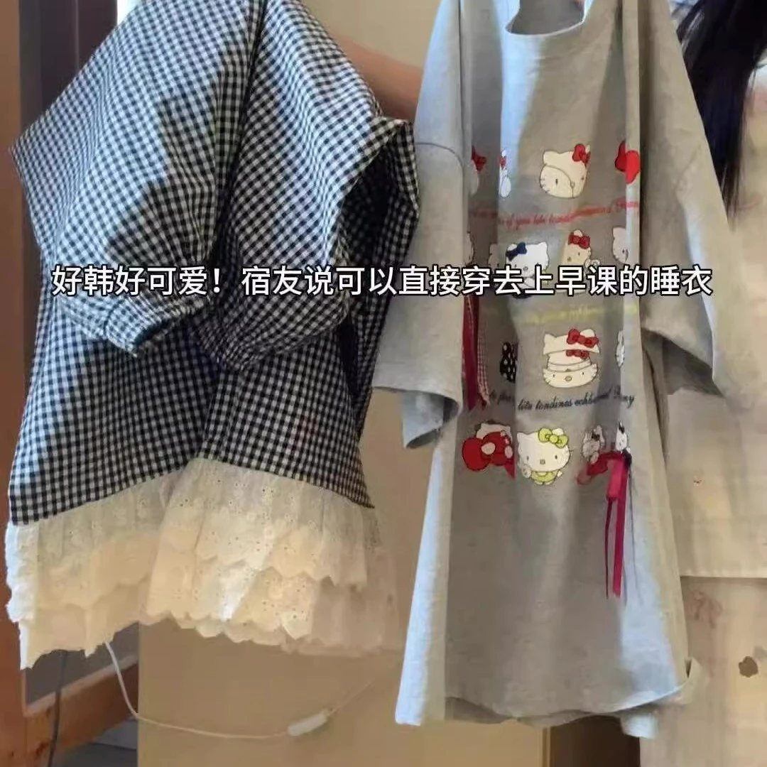 可爱HelloKitty纯棉睡衣女款夏季2025新款甜美韩系短袖长裤家居服