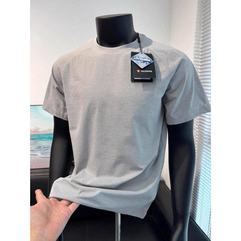 灰色冰丝速干t恤男款夏季轻薄透气跑步运动短袖健身训练吸汗半袖