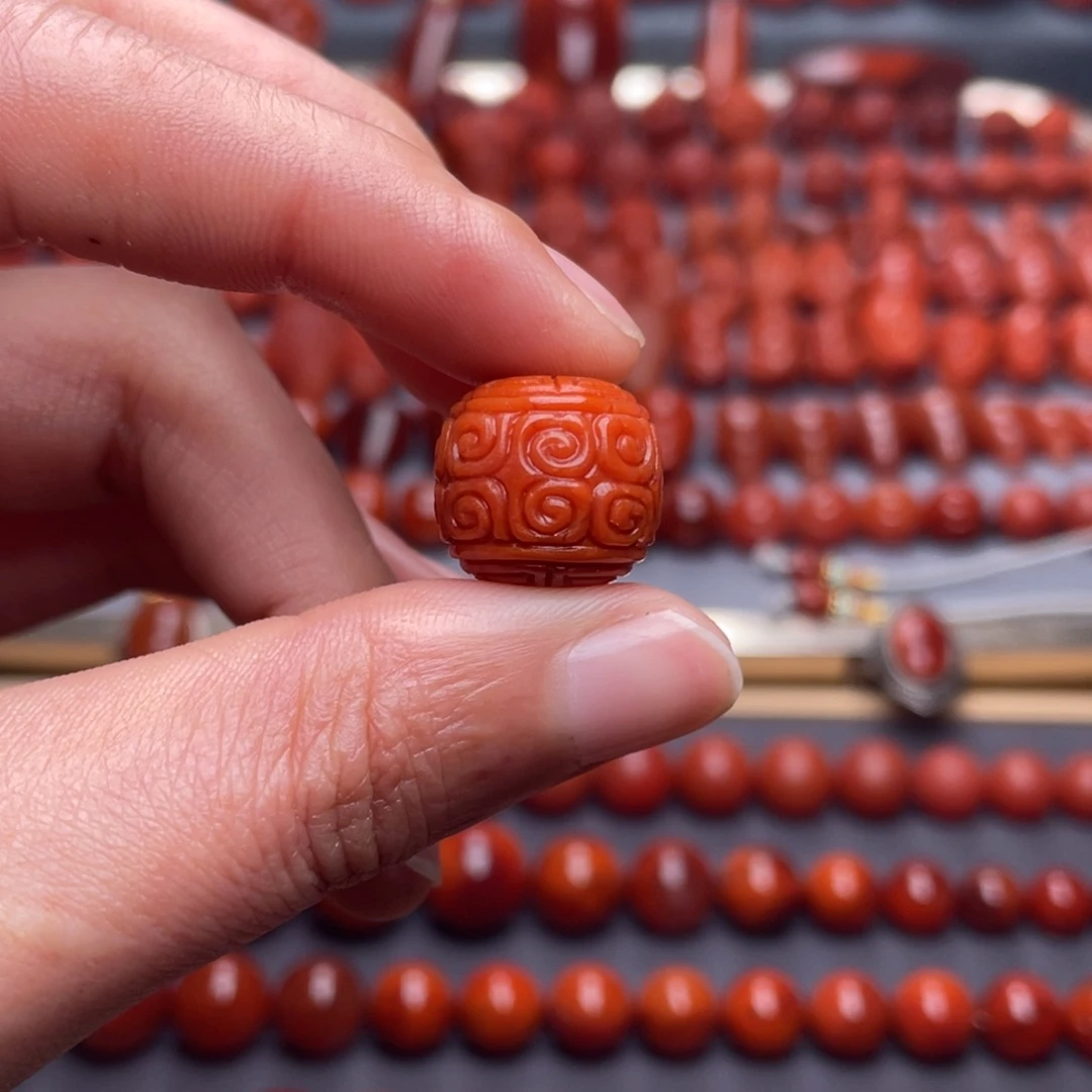 南红玛瑙未镶嵌其他W15➕瓦西柿子红回纹老型珠