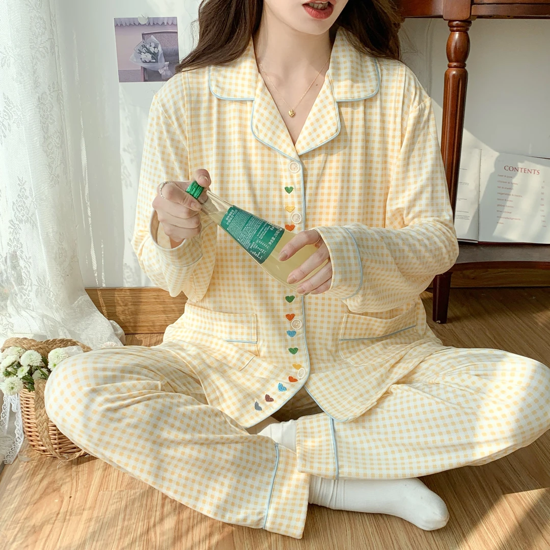 【带胸垫】春秋季纯棉月子服透气吸汗孕妇产后哺乳喂奶待产睡衣套装