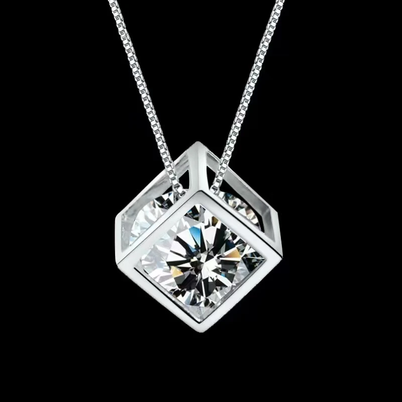 坠链均足银 精品魔方吊坠锁骨项链（无礼盒）RD202