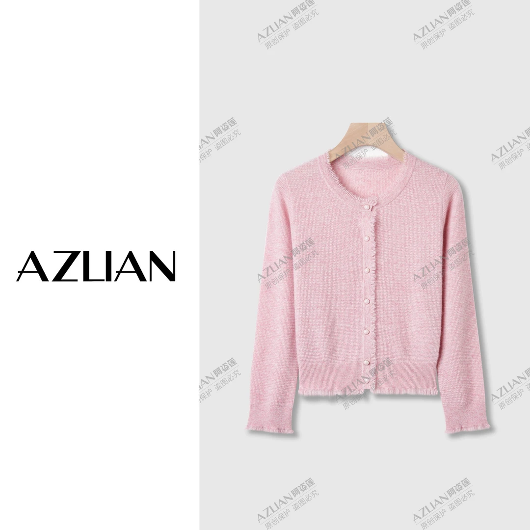 小香风流苏圆领气质宽松显瘦羊绒针织开衫上衣女 PX-2030