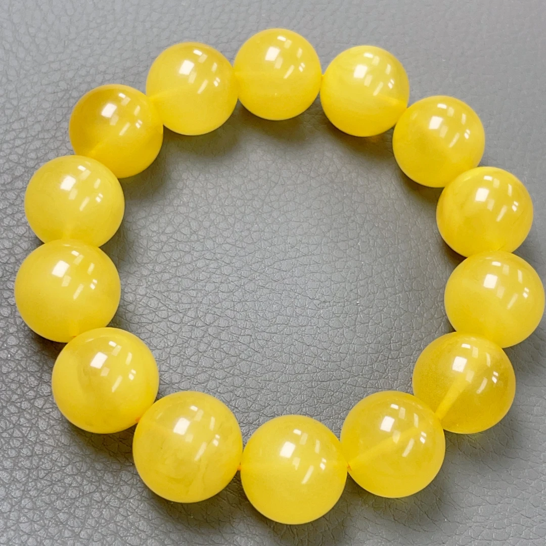 鸡油黄16➕蜜蜡圆珠手串