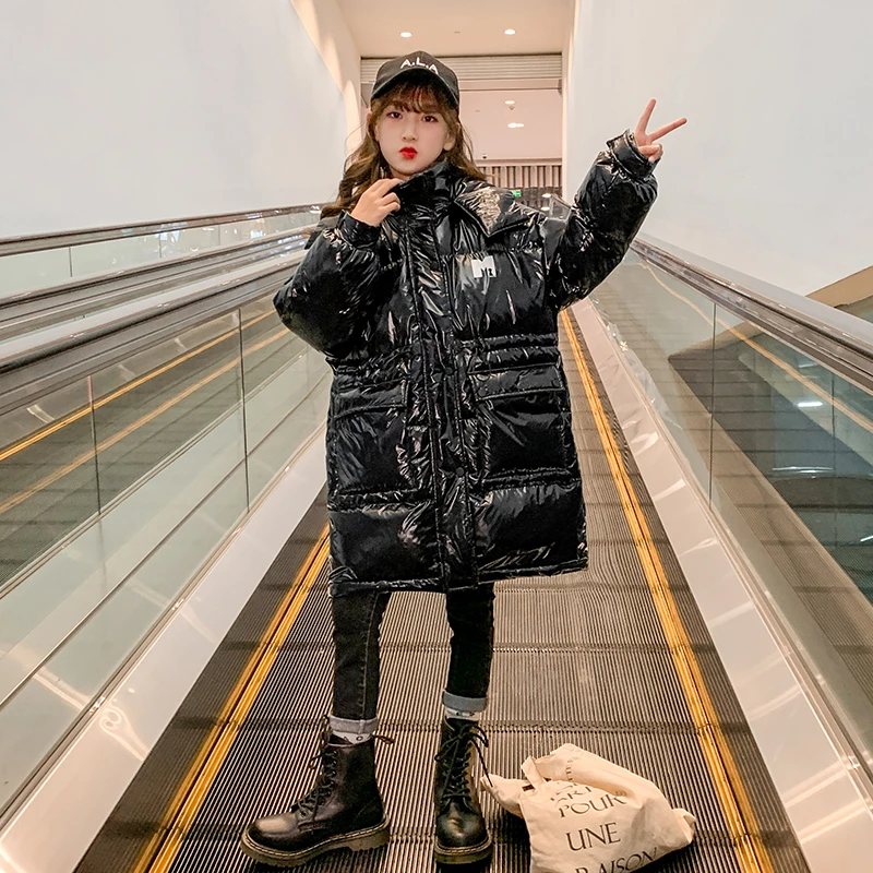 A8138女童羽绒服中长款年冬装新款洋气中大童网红免洗儿童加厚