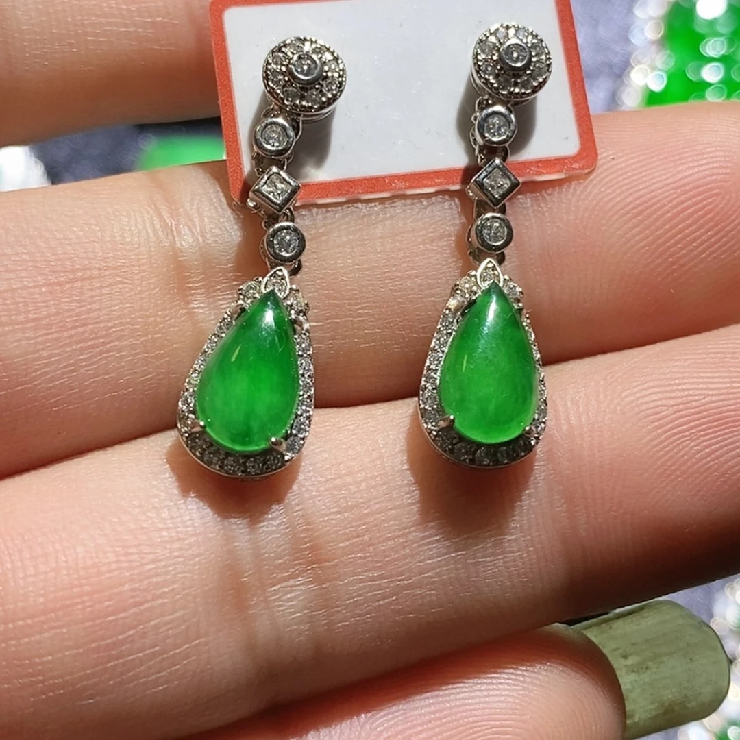 翡翠未镶嵌耳饰A货翡翠1