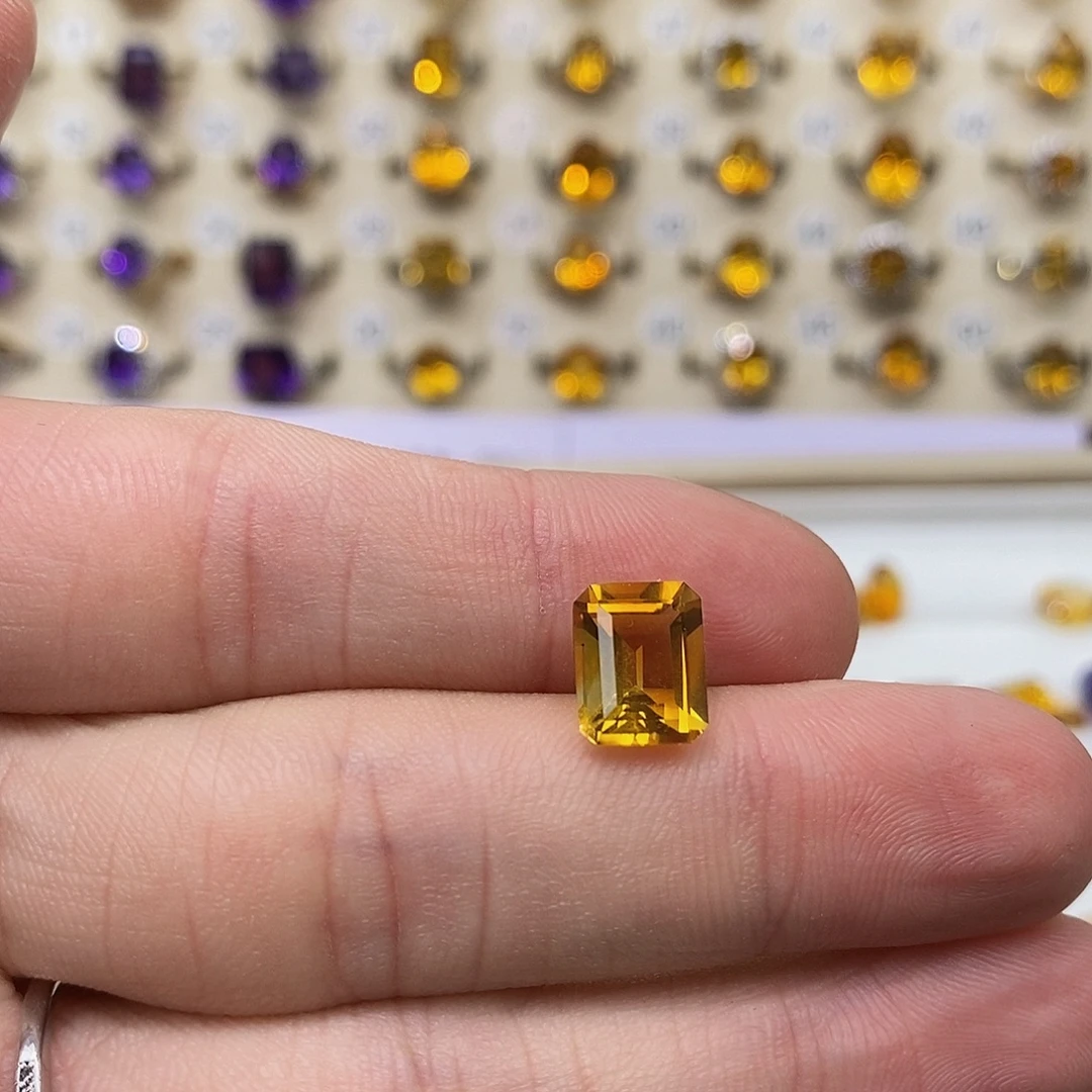 珠宝半成品黄晶银S925镶嵌纯天然黄水晶