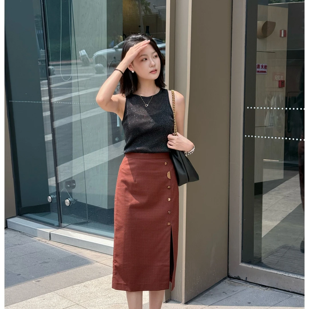 【红音花畔】哥弟夏季高腰百搭气质显瘦半裙1200139-4K10233-001