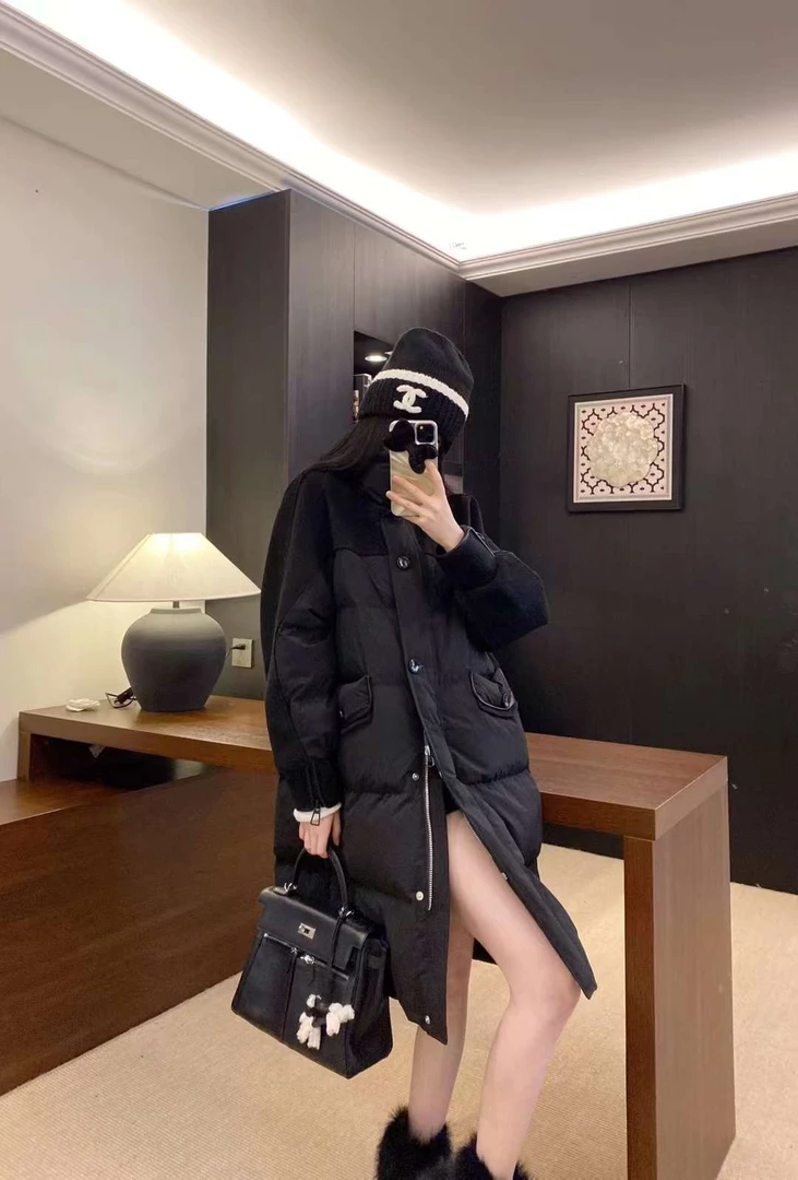 【颖姐百货】羽绒服女长款冬季加厚拼接韩版宽松保暖外套8818