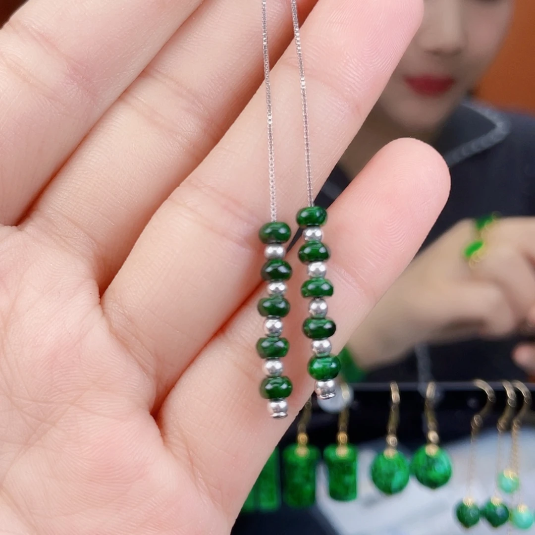 翡翠银S925镶嵌耳饰