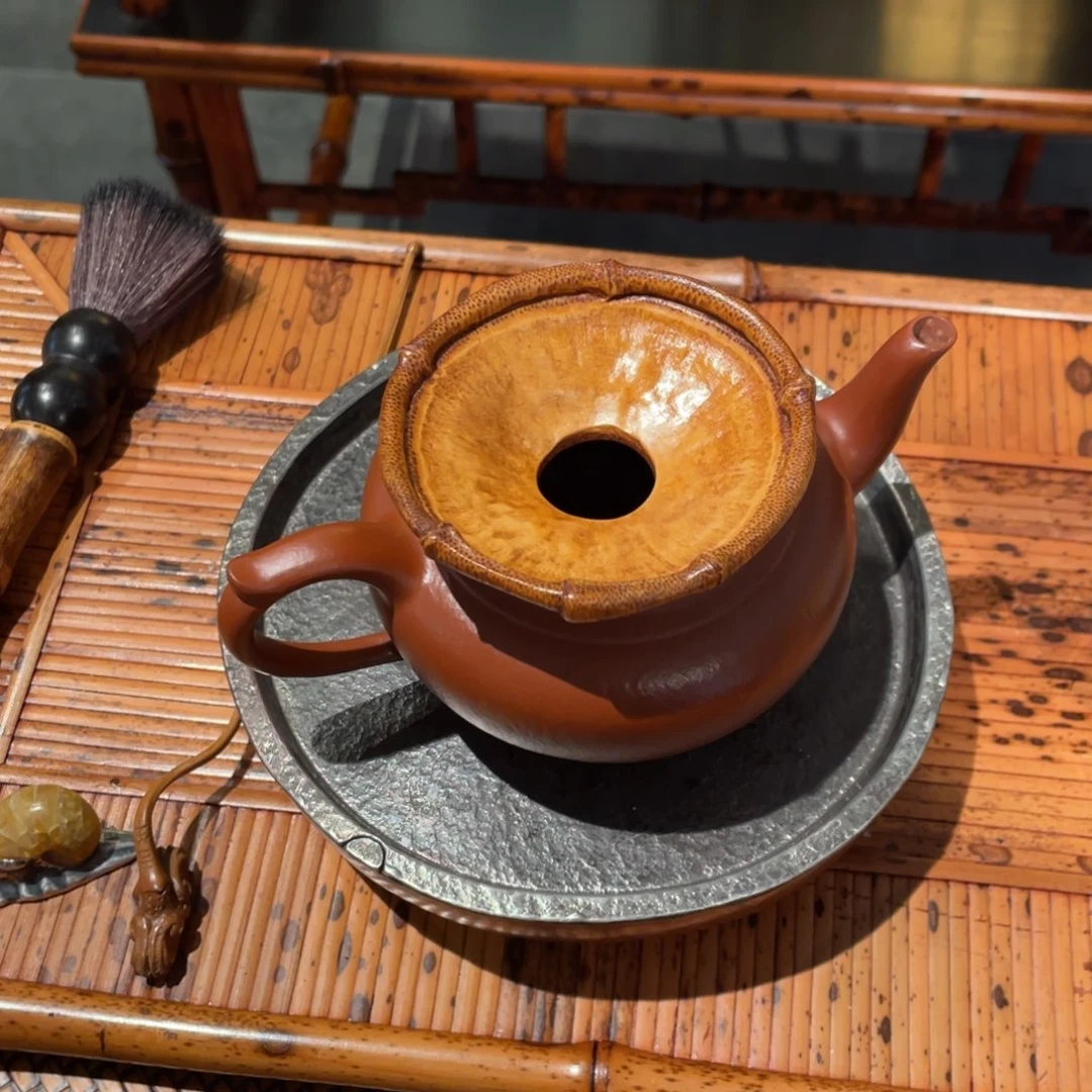 紫砂茶案無*竹制投茶器竹制投茶器