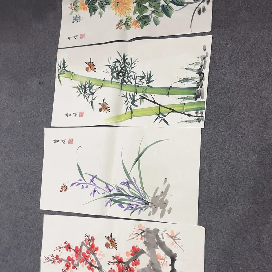 国画Ｄ国画单幅任发四条屏