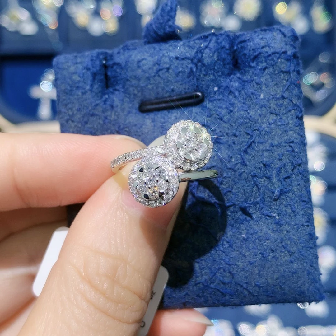 【闪购商品】铂Pt900镶嵌戒托钻石圆形戒指