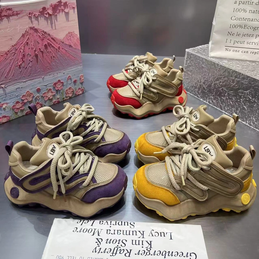 【红】夏日冰淇淋欧洲站丑萌松糕百搭贝壳头厚底小白鞋女2025夏季新