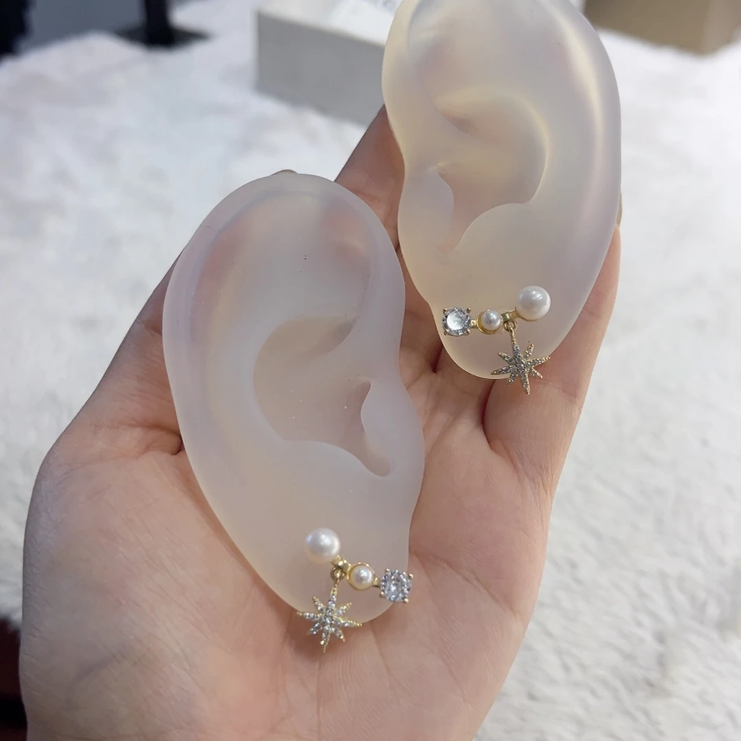 银S925镶嵌耳饰淡水珍珠