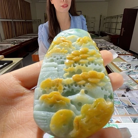 翡翠未镶嵌颈饰一个