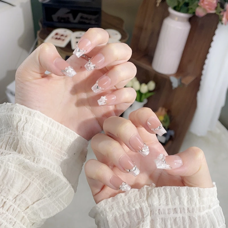 【桃花朵朵】穿戴甲纯手工法式贴片四季显白款高级感猫眼新款美甲