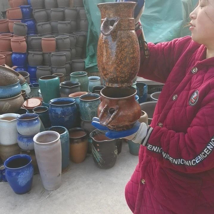 红陶瑕疵两个盆子无孔水培流水